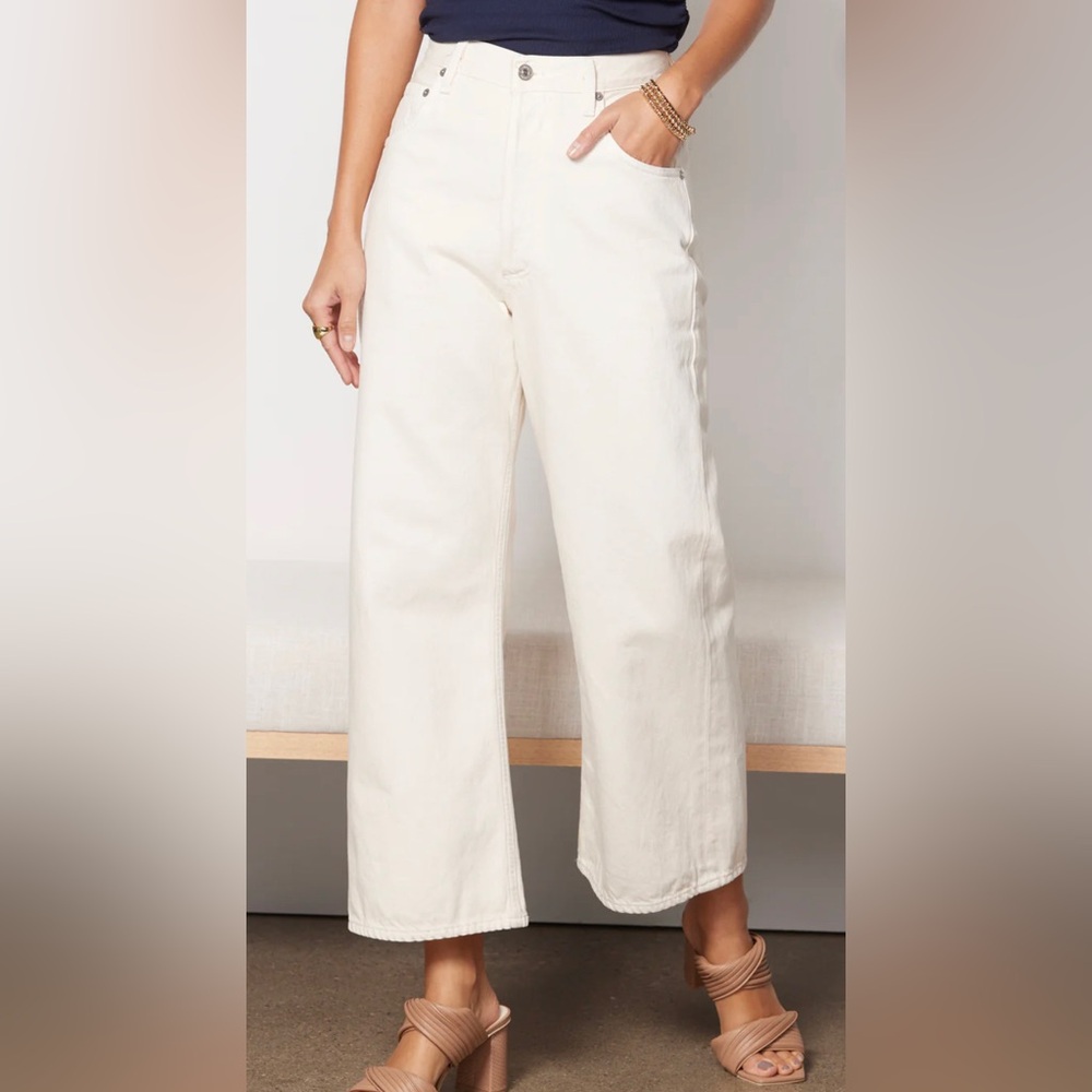 Citizens Of Humanity Cream Wide Leg Jeans